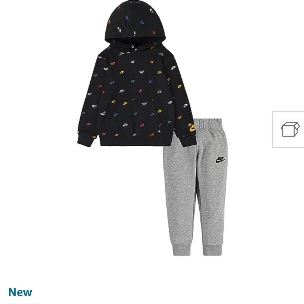 Nike Boy's NSW Club SSNL All Over Print Set Dark Grey Heather 2 Toddler